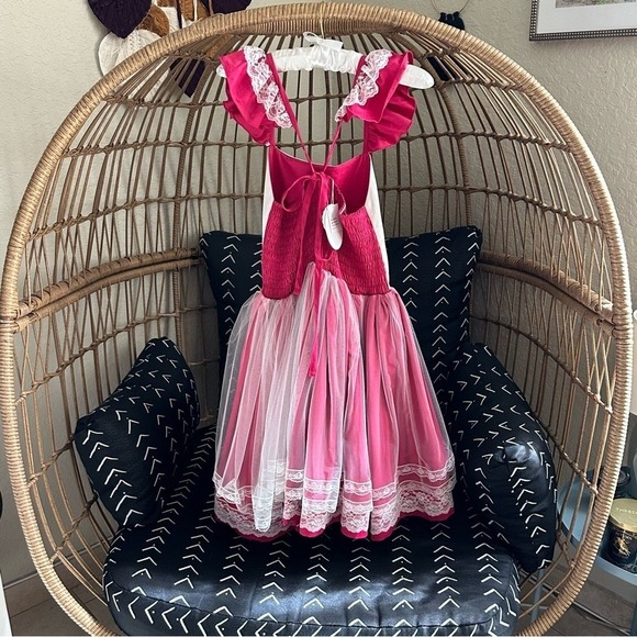 NWT Dollcake Picture Perfect Girls Dress 12 Lace Red VTG style floral Red Fairy - Picture 6 of 8